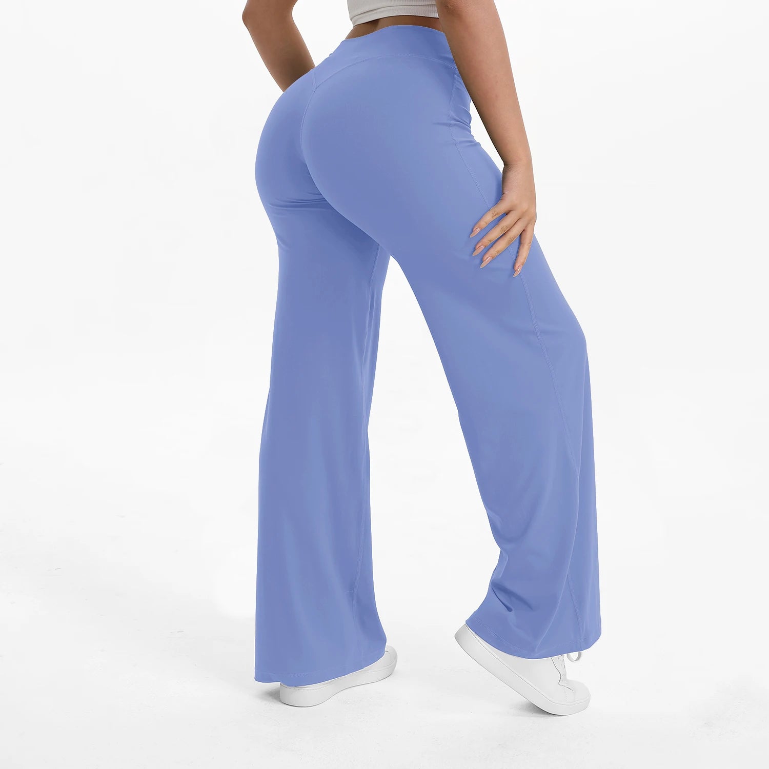 Softmotion Straight Leg Bottoms Women'S Mid-Waist Yoga Pants GYM Leggings Naked Feel Pilates Running Sports Trousers