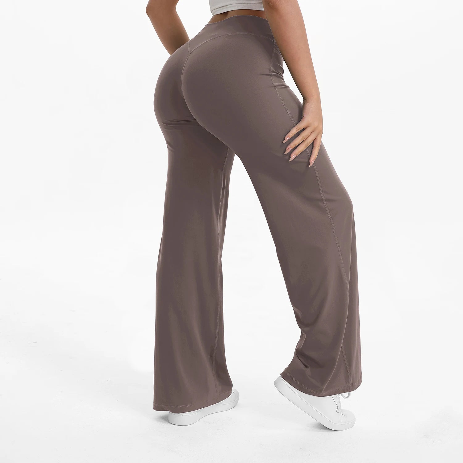 Softmotion Straight Leg Bottoms Women'S Mid-Waist Yoga Pants GYM Leggings Naked Feel Pilates Running Sports Trousers
